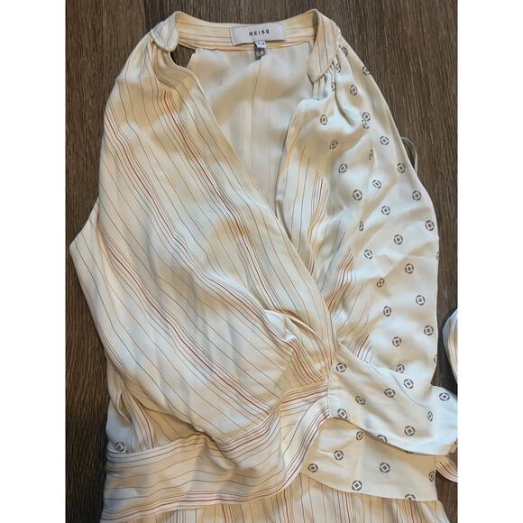 Reiss Beth Print Halter Wrap Mini Dress Ivory Size 2 - Picture 7 of 11